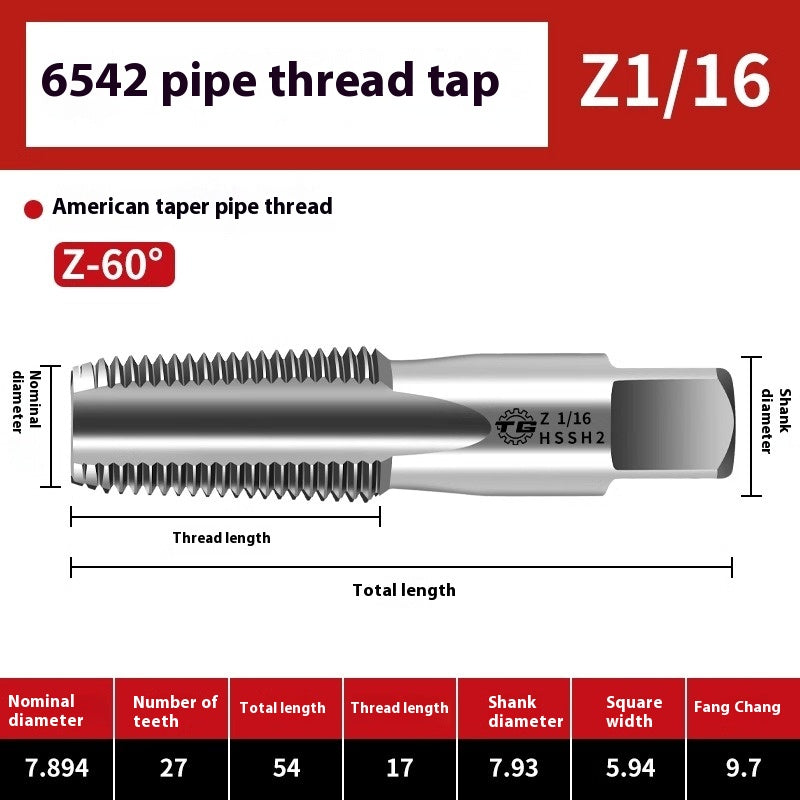 1099-Plumbing Tap Faucet Pipe Thread Repair Tap 6542 High Speed Steel G1/8 1/4 1/2 3/4 Shandong Denso Pricision Tools Co.,Ltd.